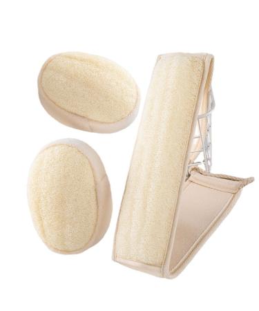 Miscati Natural Loofah Exfoliating Body Scrub for Shower 3 Set - Loofah Sponge Pads & Back Scrubber. Eco-Friendly Biodegradable Bath Sponge  Deep Clean & Invigorate Your Skin  for Men and Women