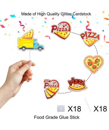 Kids' Pizza Themed Happy Birthday Cupcake Toppers Set of 18 - Perfect for pizza parties baby shower parties and birthday party decorations for boys and girls - SugarGera - Buy Online on GoSupps.com