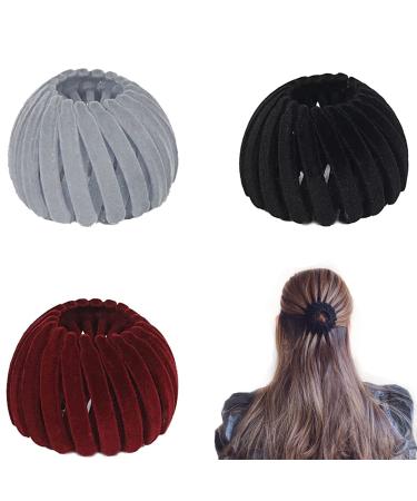 Hair clip with bird nest 3 pieces velvet expandable ponytail holder hair clip hair clip hair clip lazy bird nest plate hairpin hair accessories for women girls (3 colors) - Buy Online on GoSupps.com