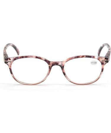 Stylish Women Reading Glasses 1.0 - 3 Pair Set with Spring Hinge, Fashionable Pattern Design, Brown Demi, Includes Reading Pouch, +1 Magnification - Buy Online on GoSupps.com