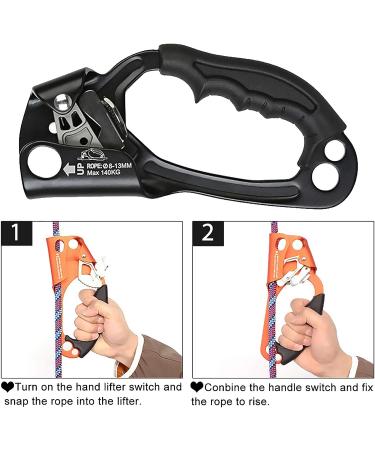 AOKWIT Climbing Ascender Right Hand Black - Aviation Light Alloy Rappelling Belay Gear for Rock Climbing, Tree Arborist, SRT Climbing - Handle Clamp Included - Buy Online on GoSupps.com