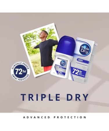 Triple Dry Men Anti-Perspirant Roll On 50ml - 72-Hour Protection | Odor Fighting | Fragrance-Free | Clinically Proven | Men's Roll On - Buy Online on GoSupps.com
