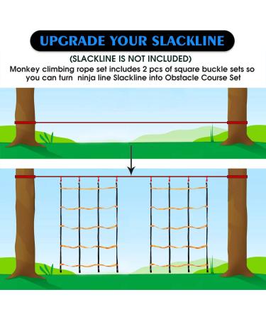 Odoland Ninja Net Climbing Cargo Net 3.9ftx6.6ft - Outdoor Obstacle Course for Kids with Buckles and Rings - Training Equipment and Swing Set Attachment - Buy Online on GoSupps.com