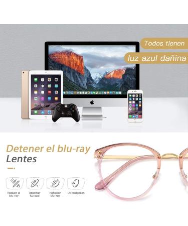 3 Pack Blue Light Blocking Glasses for Men & Women - Stylish Metal Frame Eyewear (Black Leopard Pink) - Reduce Eye Strain - Buy Online on GoSupps.com