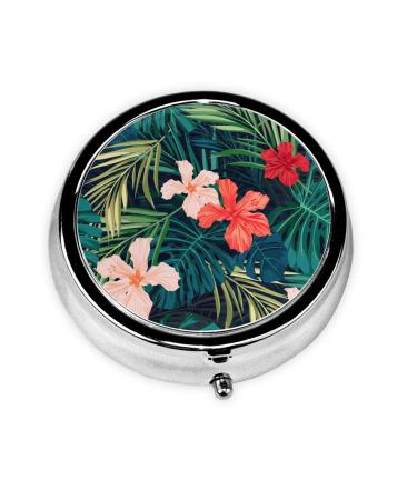 Summer Hawaiian Round Pill Box Lightweight Moisture-Proof Portable for Emergency Medication & Fish Oil Summer Hawaiian One Size