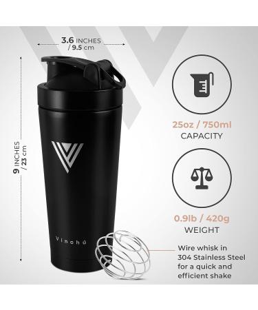Vinchu Stainless Steel Blender Shaker Bottle - Triple-Wall Insulation for Cold Protein Shakes (Black) - Buy Online on GoSupps.com