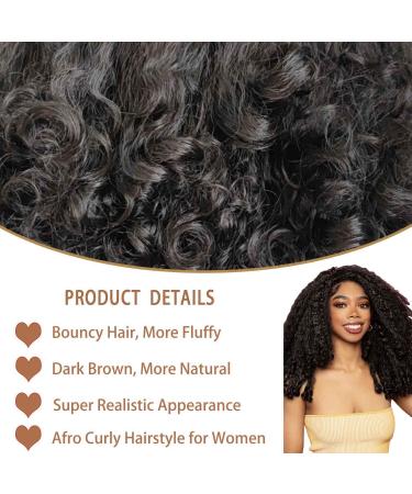 SOKU 20 Inch Afro Curly Lace Front Wig | Kinky Straight with Curly Ends | HD Transparent Swiss Lace | Fluffy Bouncy Hair | Heat Friendly Synthetic Wig in Dark Brown - Perfect for Black Women - Buy Online on GoSupps.com