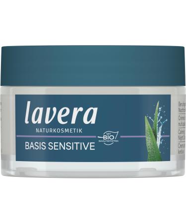 lavera lavera basis sensitiv Soothing Night Cream - natural cosmetics - vegan - organic aloe vera & organic almond oil - moisturizing - face cream - night care - fragrance-free - 1 x 50 ml