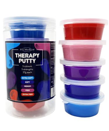 JFA Medical Therapy Exercise Putty 5 Strengths Alternative Colours - Extra Soft Soft Medium Firm Extra Firm 57g Tubs - Buy Online on GoSupps.com