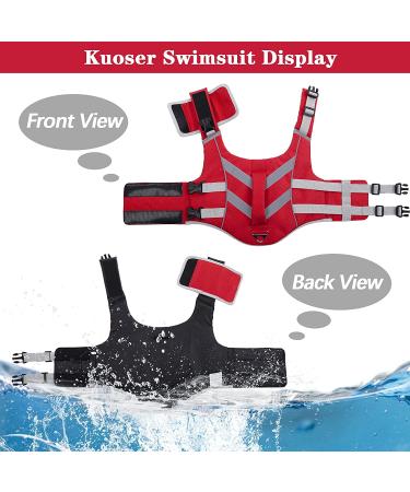 Kuoser Adjustable Dog Life Jacket with Reflective Stripes for Small, Medium, and Large Dogs - X-Large Red - Buy Online on GoSupps.com