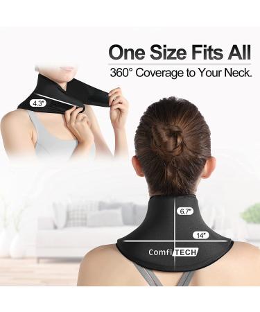 ComfiTECH Neck Ice Pack Wrap - Reusable Gel Cold Compress for Neck Pain Relief, Sports Injuries, Swelling - Cervical Surgery Recovery (Black) - Buy Online on GoSupps.com