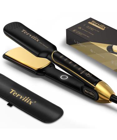 TerviiiX smooth iron wide plates with 100% pure titanium plates 45mm wide hair smoothing for thick hair smoothing iron curls and smooth smoothing out PTC quick heating dual voltage 45mm (titanium) - Buy Online on GoSupps.com