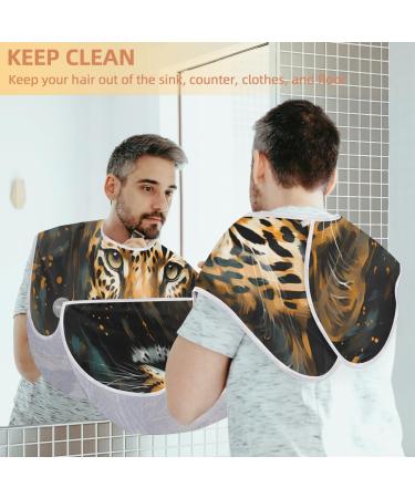 Animal Leopard Beard Bib Apron - Best Beard Hair Catcher for Men | Perfect Gift for Dads & Husbands - Father's Day Anniversary Christmas - Buy Online on GoSupps.com