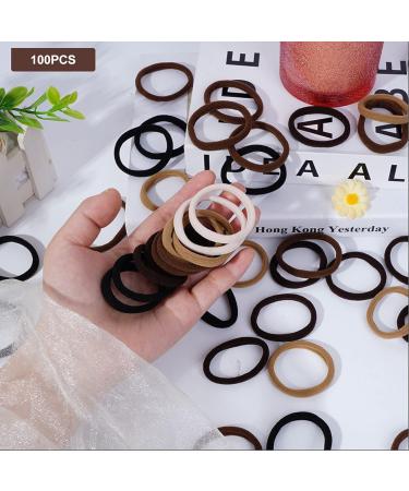 Pimoys 100 Pcs Elastic Hair Ties - Seamless Thick Black Ponytail Holders for Girls and Women - Buy Online on GoSupps.com