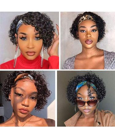 Legendhair Curly Bob Pixie Cut Headband Wig 8 Inch - Human Hair Afro Kinky Curly - 150% Density, Natural Color - Machine Made for Black Women - Glueless & None Lace Front - Buy Online on GoSupps.com