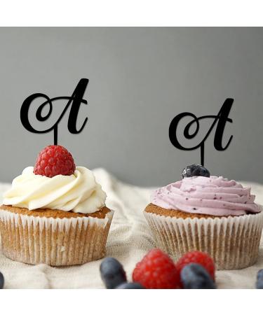 Letter A Cupcake Toppers Monogram Initial Last Name Flower Wreath Funny For Wedding Anniversary Party Favors Reusable Customize Your Own Cupcake Toppers Engagement Gifts 6PCS Style-14