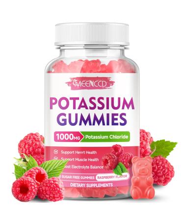 Potassium Gummies Potassium Chloride 1000mg for Adults Sugar-Free Potassium Supplement Gummies Support Electrolyte Balance & Leg Cramps for Women & Men Raspberry Flavor 60 Count 60 Count (Pack of 1)