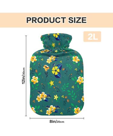 Mnsruu 2L Hot Water Bottle - Yellow Flower Design with Soft Cover | Perfect Gift for Women & Kids | Ideal for Christmas - Buy Online on GoSupps.com