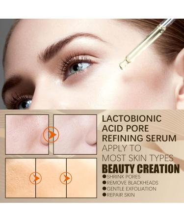 Lactobionic Acid Pore Refining Serum - Shrink Pores Remove Blackheads Reduce Fine Lines & Wrinkles - Anti-Aging Facial Essence 30ml for All Skin Types - Buy Online on GoSupps.com