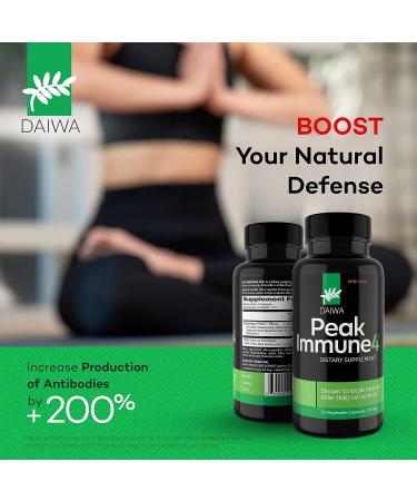 Daiwa Peak Immune 4 Natural Immune System Booster with RBAC Rice Bran and Shiitake Mushroom Extract - Regular Strength - Buy Online on GoSupps.com