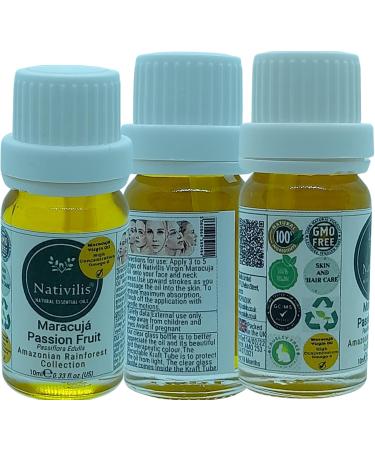 Nativilis Virgin Maracuja Passion Fruit Oil - (Passiflora Edulis) - Amazonian Rainforest Collection High Concentration Omega 6 - Sebum Regulating Properties Soothing on Skin Scalp - Copaiba Benefits - Buy Online on GoSupps.com