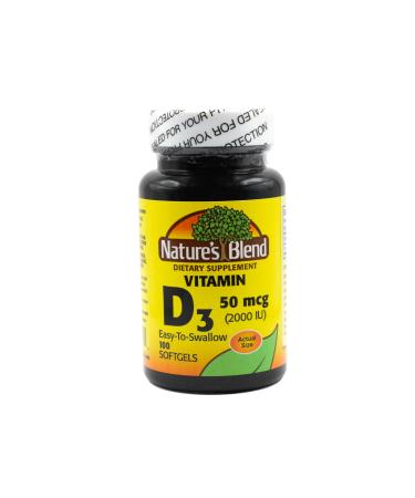 Nature's Blend Vitamin D3 50 MCG (2000 IU) Easy-to-Swallow 100 SOFTGELS