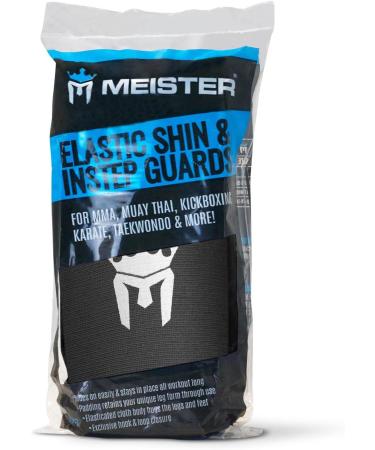 Meister MMA Elastic Cloth Shin & Instep Padded Guards - Black (S/M) - Buy Online on GoSupps.com