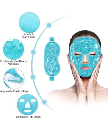 KOLTECH Reusable Gel Beads Face and Eye Mask Gift Kit - Hot & Cold Therapy for Migraine, Pain Relief, Puffiness - Sinus Pressure, Acne, Headaches - Blue - Buy Online on GoSupps.com