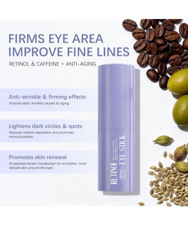 Retinol & Caffeine Eye Balm Stick for Dark Circles Puffiness Fine Lines and Eye Bags Anti Aging Under Eye Cream Smooths Wrinkles Moisture Stick (0.24oz/7g) - Buy Online on GoSupps.com