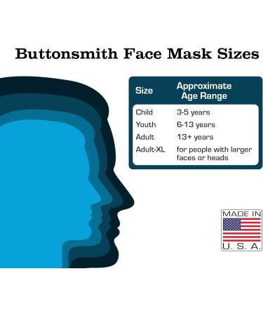 Buttonsmith White Adult XL Cotton Adjustable Face Mask - Made in USA | Premium Quality Comfortable Fit International Shipping - Buy Online on GoSupps.com