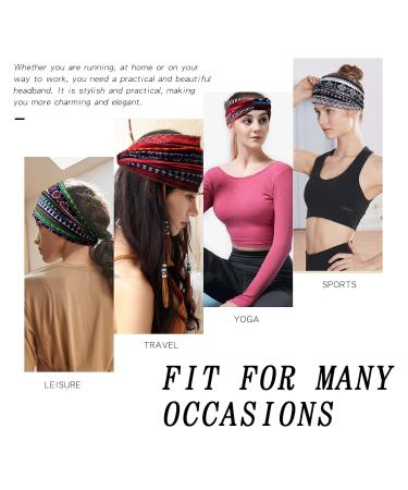 Shop Boho Wide Elastic Headbands for Women Soft Leopard Print Yoga Hair Straps & Multi-Colored Styles - Buy Online on GoSupps.com