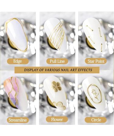 Metallic Painting Gel Nail Polish - Mirror Gold Liner Gel Polish - 3D Metal Painting - Mirror Nails Finish - Metal Painting Gel - Nail Liner Painting Gel Polish DIY Nail Drawing at Home(Gold) - Buy Online on GoSupps.com