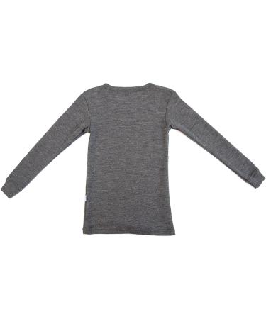 Organic Merino Wool Kids Thermal Long Sleeve Top - Natural Warm Base Layer | Unisex 4 Charcoal - Buy Online on GoSupps.com