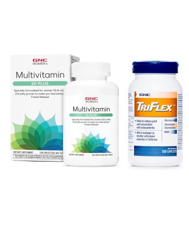 GNC Women s 50 Plus Multivitamin & Triflex Joint Support Bundle | Multivitamin with Vitamin D-3 Biotin & Antioxidants for Bone Memory & Immune Health + Joint Support with Glucosamine