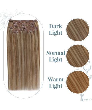 Runature Real Hair Clip-In Extensions - Dark Blonde & Gold Blonde Remy Human Hair Seamless Short 14 Inch - 120g 7 Pieces (#10P16) - Buy Online on GoSupps.com