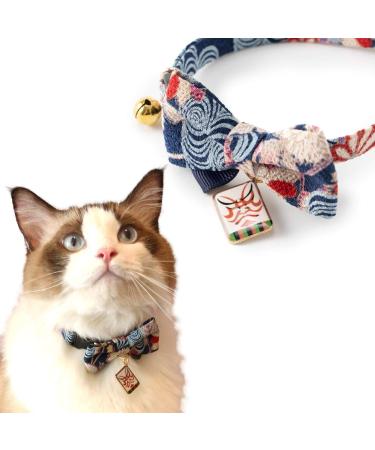 Necoichi Kabuki Charm Bow Tie Cat Collar Navy