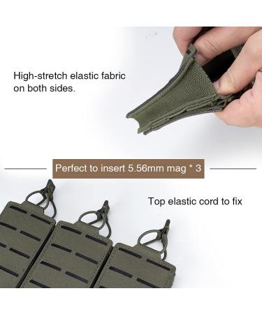 Idogear Molle Magazine Bag | Triple Tactical Magazine Pockets for M4 M14 M16 AR-15 5.56mm - Ranger Green - Buy Online on GoSupps.com