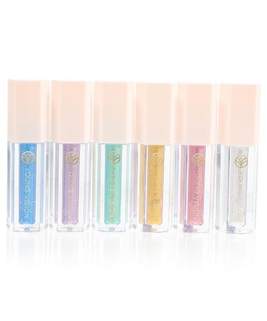 6pcs Eye Shadow Set Glitter Eyeliner Liquid Shiny Eyeshadow Cosmetics Tools Liquid Metallic Eye Glitter Korean Eye Glitter Women Bling Eyeshadow Highlighter Shimmer Miss Brighten 1 Count (Pack of 1) As Shown