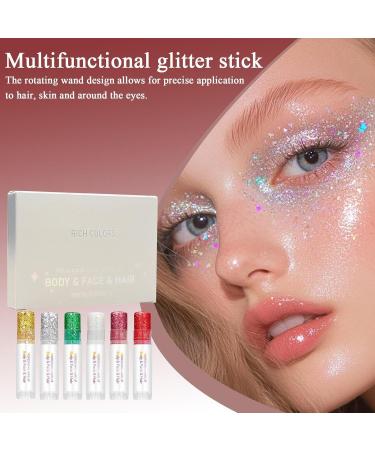 Glitter Body Gel 6 Colors Sparkling Stick - Face Glitter - For Parties Clubbing Halloween Carnivals Musical Events Christmas Fairy Tale Themes - Buy Online on GoSupps.com