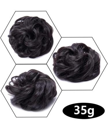Dark Brown Updo Hairpiece Scrunchie 35g | Ribbon Ponytail Extensions Wavy Curly Messy Bun Chignon | Hair Piece for Stylish Looks - Buy Online on GoSupps.com