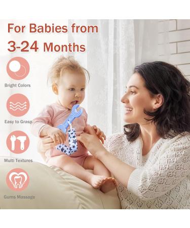 Silicone Teething Toys for Babies 0-12 Months - Set of 5 | Molar Chew & Soothe Gums | Infant Teether Toys - Buy Online on GoSupps.com