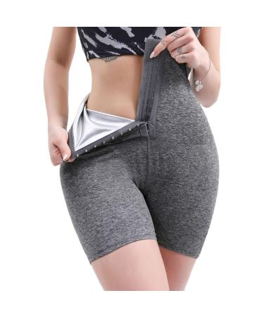 Body Shaper Sauna Slimming Pants Hot Thermo High Waist Fat Burning Sweat Capris Workout Shapers for Weight Loss Grey1 L/XL