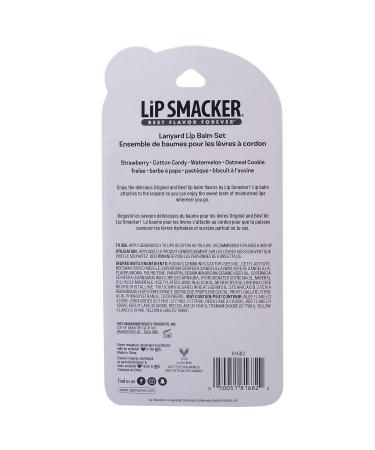 Lip Smacker Flavored Lip Balm & Pink Lanyard Set - Strawberry, Cotton Candy, Watermelon, Oatmeal Cookie - Kids Stocking Stuffer & Christmas Gift - Set of 4 - Buy Online on GoSupps.com