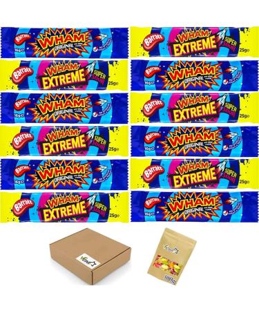 Original With Sour Crystals & Extreme Super Sour Chew Bars - 12 x Mixed Raspberry Flavour Chew Bars - Buy Online on GoSupps.com