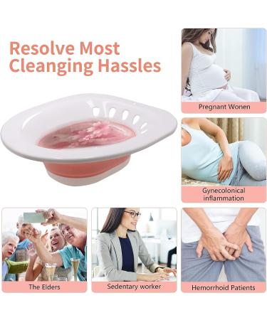 Sitz Bath Kit for Hemorrhoids and Postpartum Care - Perineum Soaking Treatment for Anal Inflammation - Pink Fixed Flusher - Buy Online on GoSupps.com