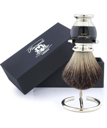 Haryali Hand Assembled Sophist Collection Black Badger Hair Shaving Brush with German Stainless Steel Wire Stand.