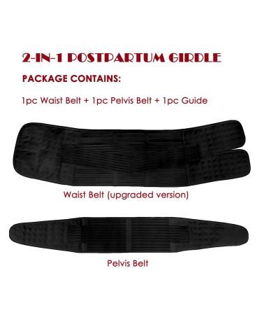 2 in 1 Postpartum Support Recovery Belly Wrap Waist/Pelvis Belt Black Shapewear - One Size Pack of 1 - Buy Online on GoSupps.com