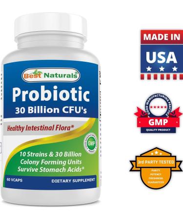 Best Naturals Probiotic 10 Strains & 30 Billion CFU & Vitamin D3 10000 IU - Buy Online on GoSupps.com