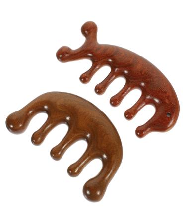 Lurrose 2pi ces Lot de Peignes de Massage Bois avec Dents Larges pour Soin du Chevelu Anti-statique et Pr vention des N uds