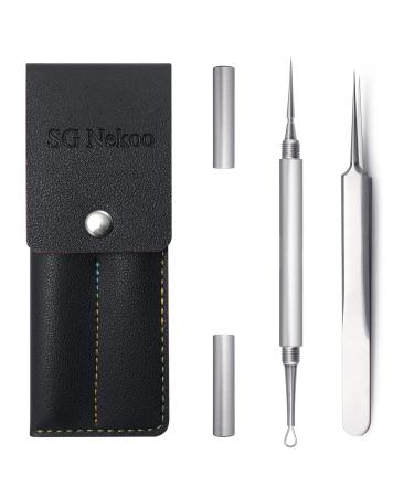 SG Nekoo Professional Facial Milia Removal Tool & Whitehead Extractor High Grade Stainless Steel Double Ended Needle Tweezers Kit Blemish Zit Pimple Acne Remover Popper (S512IN-S) Silver Pack Of 1 - Buy Online on GoSupps.com